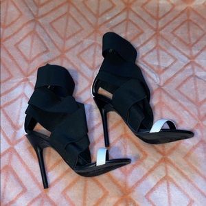 Black and white high heels